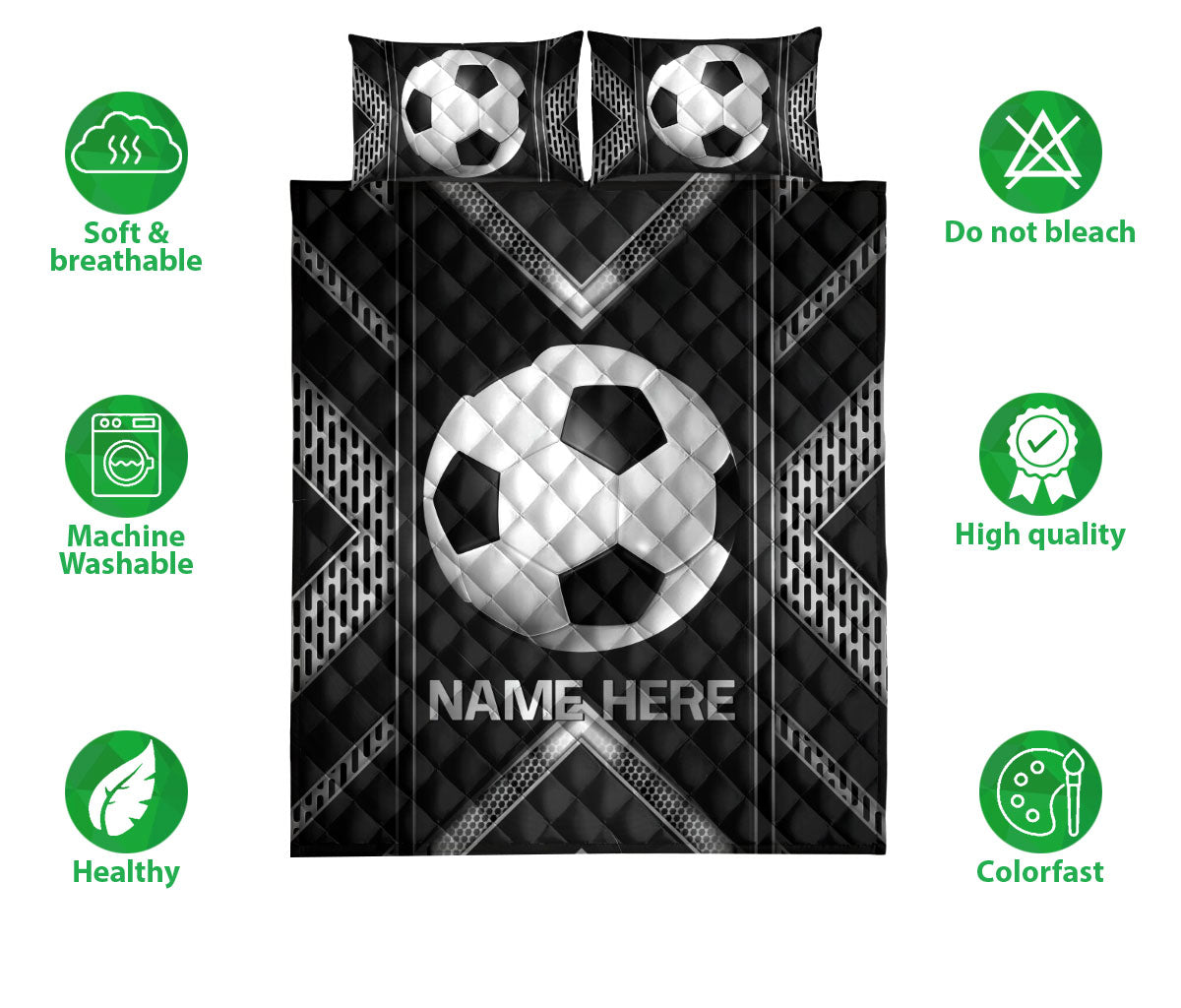 Ohaprints-Quilt-Bed-Set-Pillowcase-Soccer-Ball-Carbon-Pattern-Sport-Lover-Gift-Custom-Personalized-Name-Blanket-Bedspread-Bedding-3379-Double (70'' x 80'')