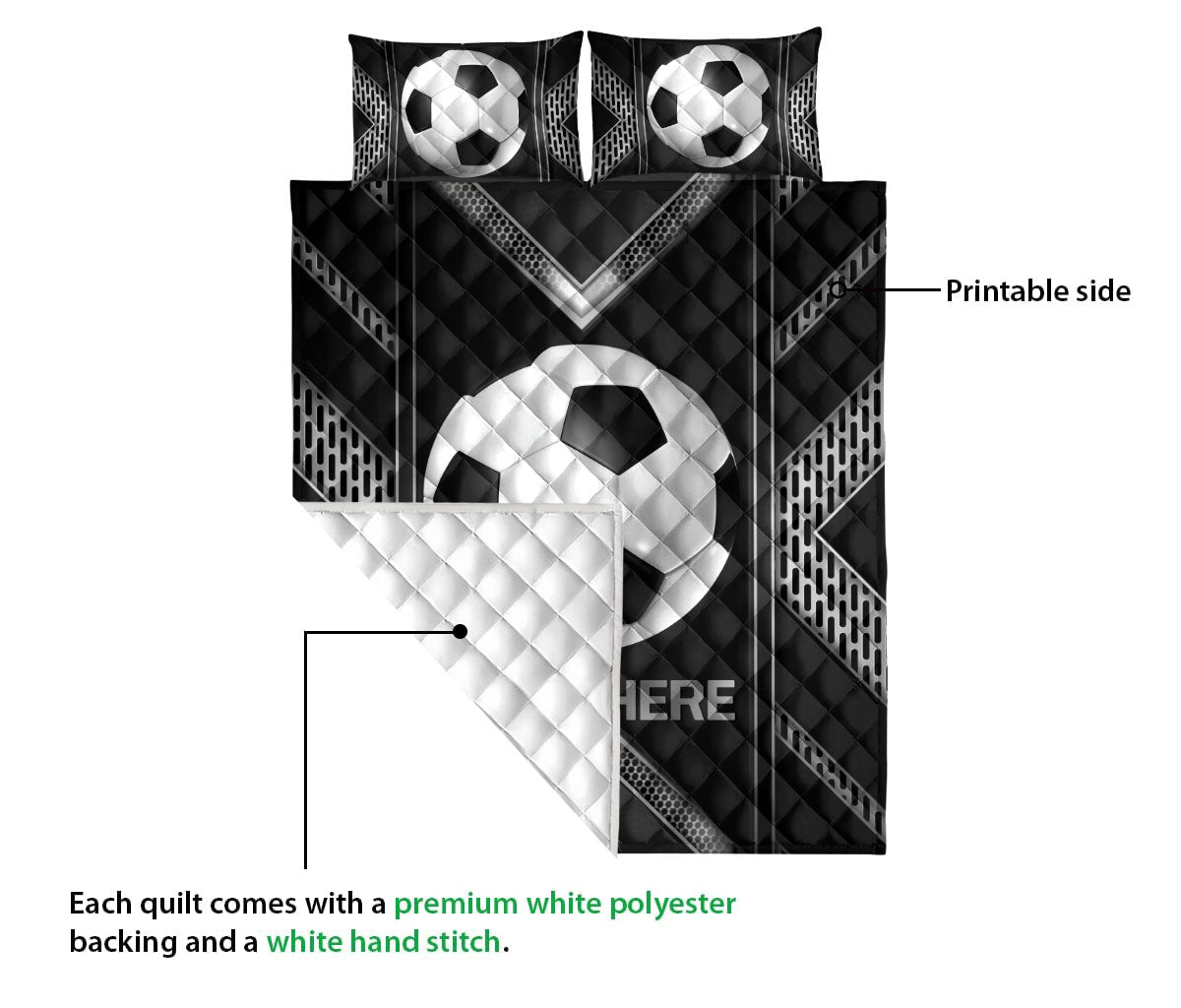 Ohaprints-Quilt-Bed-Set-Pillowcase-Soccer-Ball-Carbon-Pattern-Sport-Lover-Gift-Custom-Personalized-Name-Blanket-Bedspread-Bedding-3379-Queen (80'' x 90'')