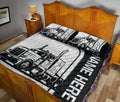 Ohaprints-Quilt-Bed-Set-Pillowcase-Truck-Sport-Black-And-White-Trucker-Gift-Custom-Personalized-Name-Blanket-Bedspread-Bedding-3526-King (90'' x 100'')