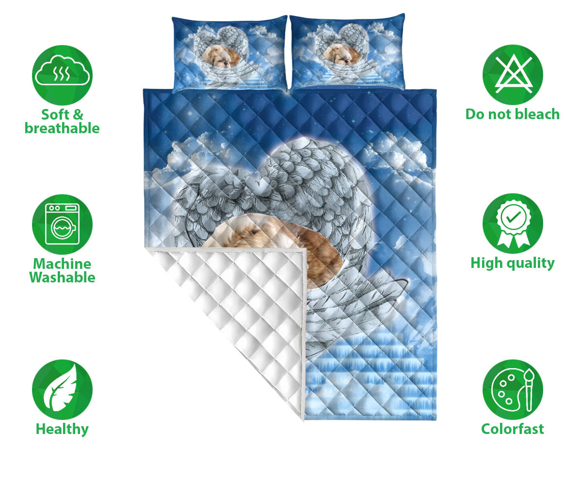 Ohaprints-Quilt-Bed-Set-Pillowcase-Shih-Tzu-Shitzu-Sleeping-Angel-Wings-Gifts-For-Dog-Puppy-Lover-Blue-Sky-Blanket-Bedspread-Bedding-2430-Double (70'' x 80'')