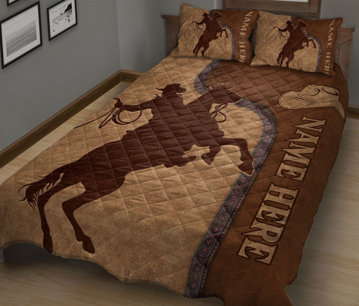 Ohaprints-Quilt-Bed-Set-Pillowcase-Horse-Lover-Saddle-Western-Cowboy-Cowgirl-Hat-Custom-Personalized-Name-Blanket-Bedspread-Bedding-98-King (90'' x 100'')