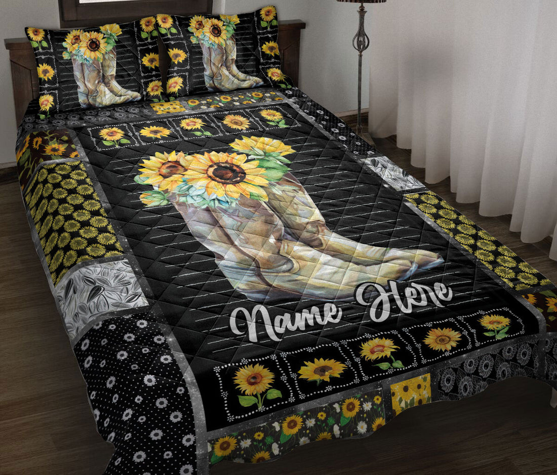 Ohaprints-Quilt-Bed-Set-Pillowcase-Western-Cowgirl-Cowboy-Hat-Horse-Lover-Sunflower-Custom-Personalized-Name-Blanket-Bedspread-Bedding-152-Throw (55'' x 60'')