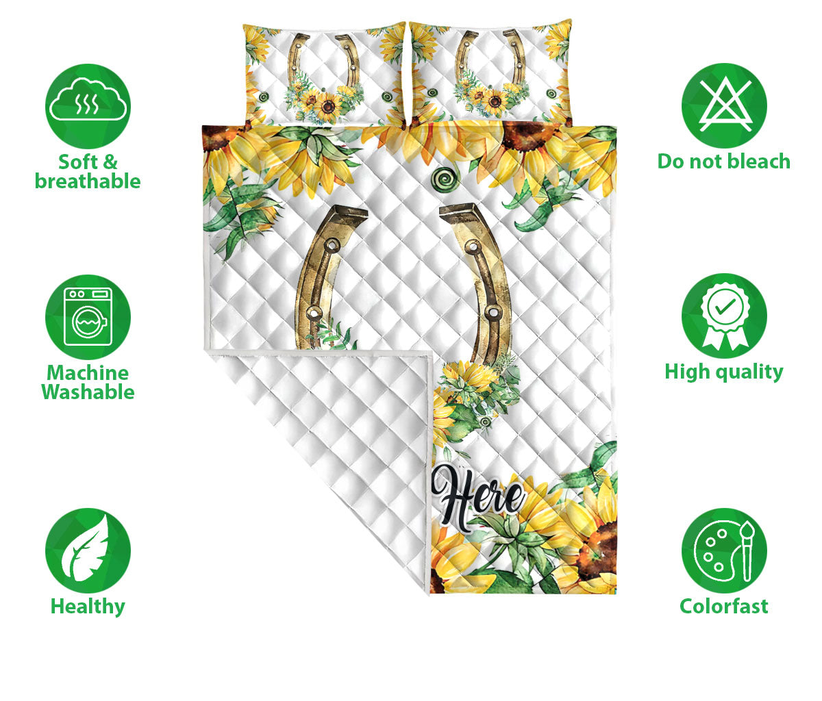 Ohaprints-Quilt-Bed-Set-Pillowcase-Western-Cowgirl-Cowboy-Hat-Horseshoe-Floral-Flower-Custom-Personalized-Name-Blanket-Bedspread-Bedding-1342-Double (70'' x 80'')