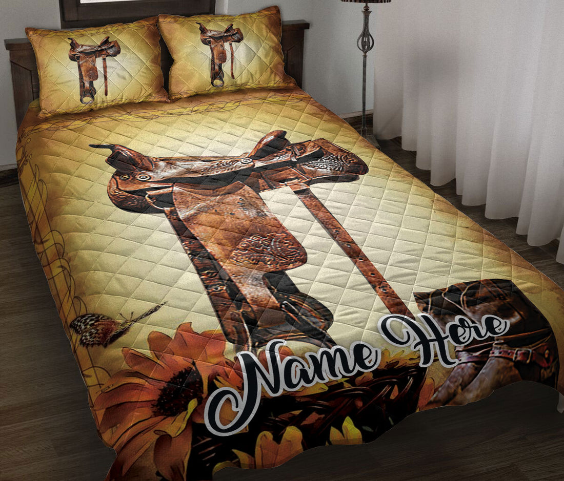 Ohaprints-Quilt-Bed-Set-Pillowcase-Western-Cowboy-Cowgirl-Hat-Horse-Saddle-Floral-Flower-Custom-Personalized-Name-Blanket-Bedspread-Bedding-684-Throw (55'' x 60'')