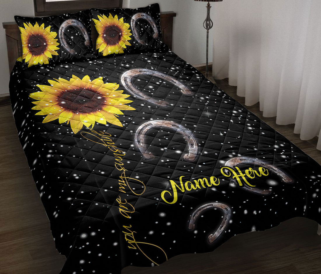 Ohaprints-Quilt-Bed-Set-Pillowcase-Western-Cowgirl-Cowboy-Hat-Horseshoe-Flower-Floral-Custom-Personalized-Name-Blanket-Bedspread-Bedding-1930-Throw (55'' x 60'')