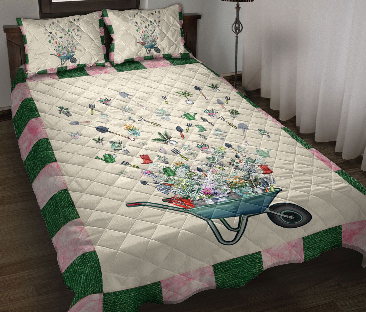 Ohaprints-Quilt-Bed-Set-Pillowcase-Garden-Flower-Tree-Unique-Gift-For-Gardening-Lovers-Green-Beige-Blanket-Bedspread-Bedding-2048-Throw (55'' x 60'')