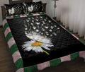 Ohaprints-Quilt-Bed-Set-Pillowcase-Garden-Daisy-Flower-Floral-Unique-Gift-For-Gardening-Lovers-Green-Black-Blanket-Bedspread-Bedding-883-Throw (55'' x 60'')