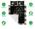 Ohaprints-Quilt-Bed-Set-Pillowcase-Garden-Daisy-Flower-Floral-Unique-Gift-For-Gardening-Lovers-Green-Black-Blanket-Bedspread-Bedding-883-Double (70'' x 80'')