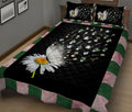 Ohaprints-Quilt-Bed-Set-Pillowcase-Garden-Daisy-Flower-Floral-Unique-Gift-For-Gardening-Lovers-Green-Black-Blanket-Bedspread-Bedding-883-King (90'' x 100'')