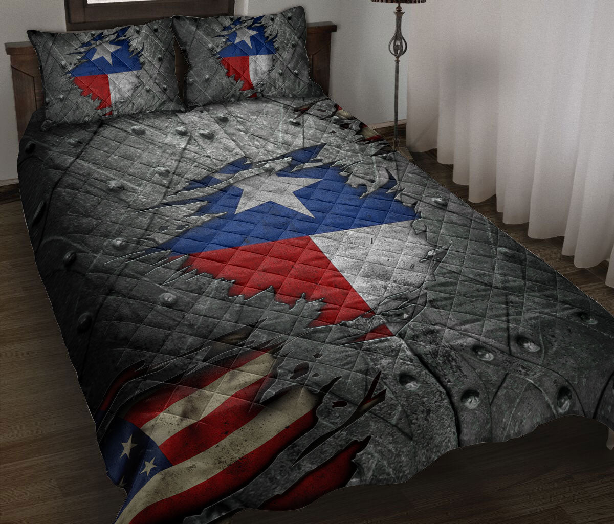 Ohaprints-Quilt-Bed-Set-Pillowcase-Texas-Flag-Wild-West-Western-Texas-Crack-Pattern-Grey-Blanket-Bedspread-Bedding-2049-Throw (55'' x 60'')