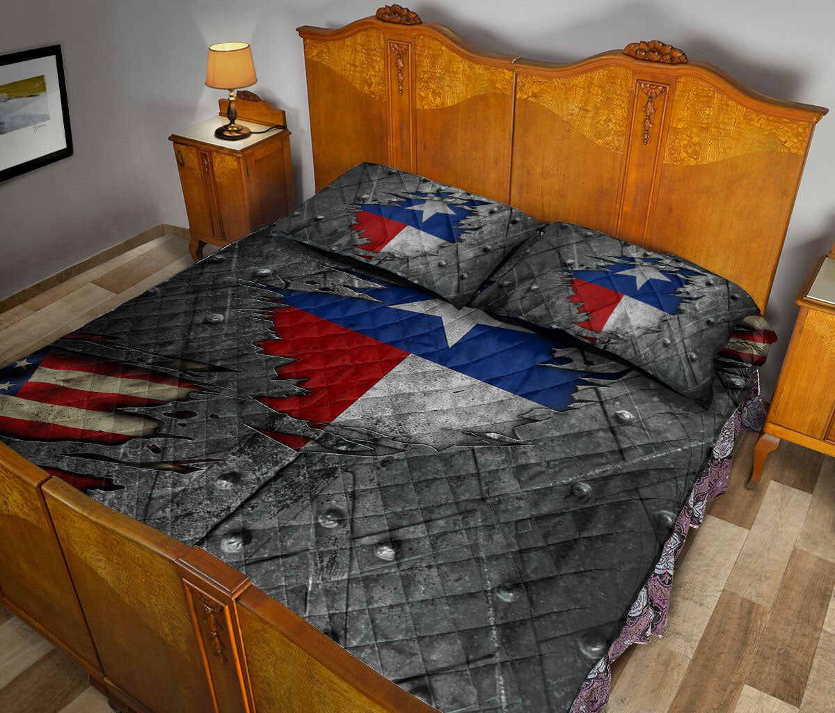 Ohaprints-Quilt-Bed-Set-Pillowcase-Texas-Flag-Wild-West-Western-Texas-Crack-Pattern-Grey-Blanket-Bedspread-Bedding-2049-Queen (80'' x 90'')