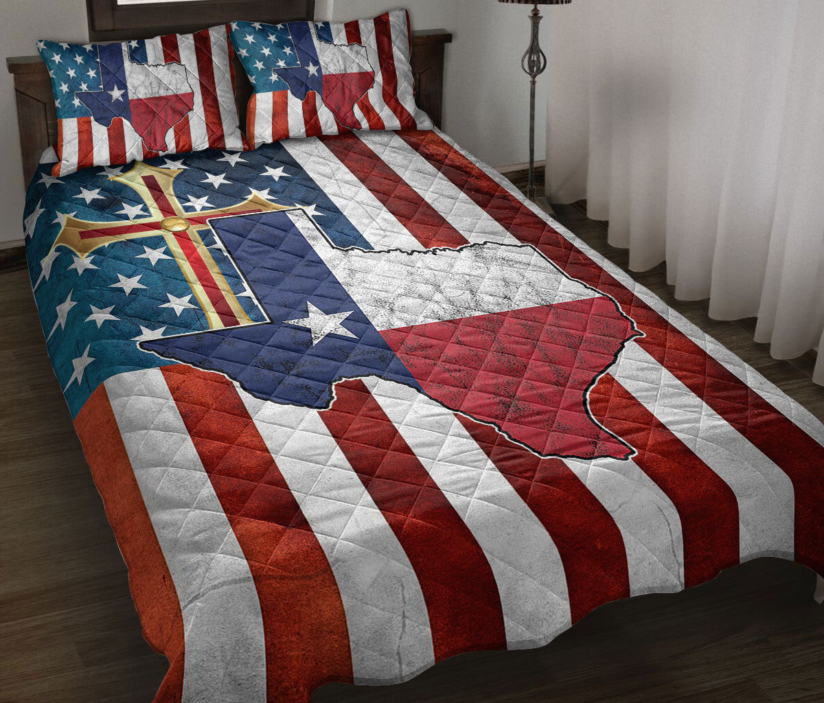 Ohaprints-Quilt-Bed-Set-Pillowcase-Western-Texas-Wild-West-Texas-Flag-Us-American-Flag-Pattern-Blanket-Bedspread-Bedding-2643-Throw (55'' x 60'')