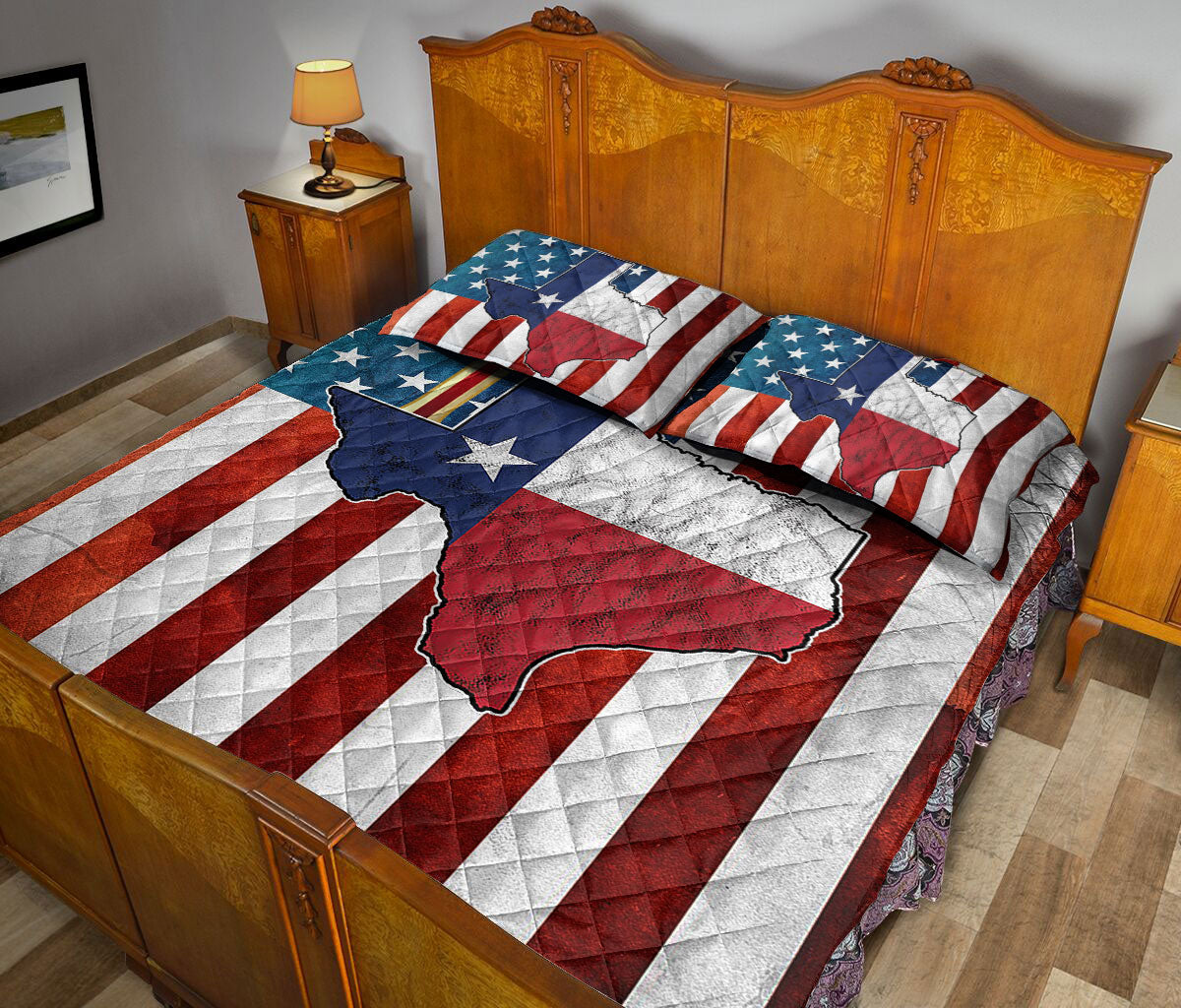 Ohaprints-Quilt-Bed-Set-Pillowcase-Western-Texas-Wild-West-Texas-Flag-Us-American-Flag-Pattern-Blanket-Bedspread-Bedding-2643-Queen (80'' x 90'')