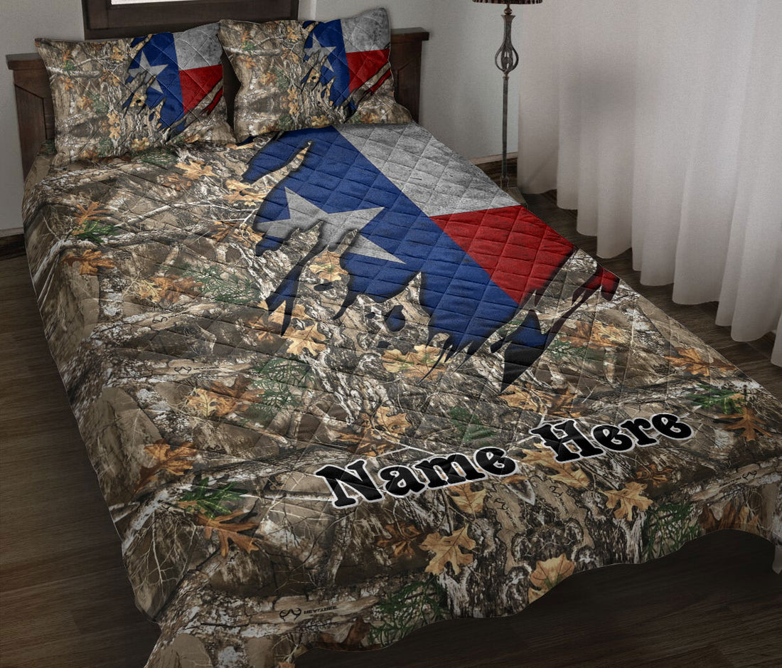 Ohaprints-Quilt-Bed-Set-Pillowcase-Western-Texas-Wild-West-Texas-Flag-Camo-Crack-Pattern-Custom-Personalized-Name-Blanket-Bedspread-Bedding-293-Throw (55'' x 60'')