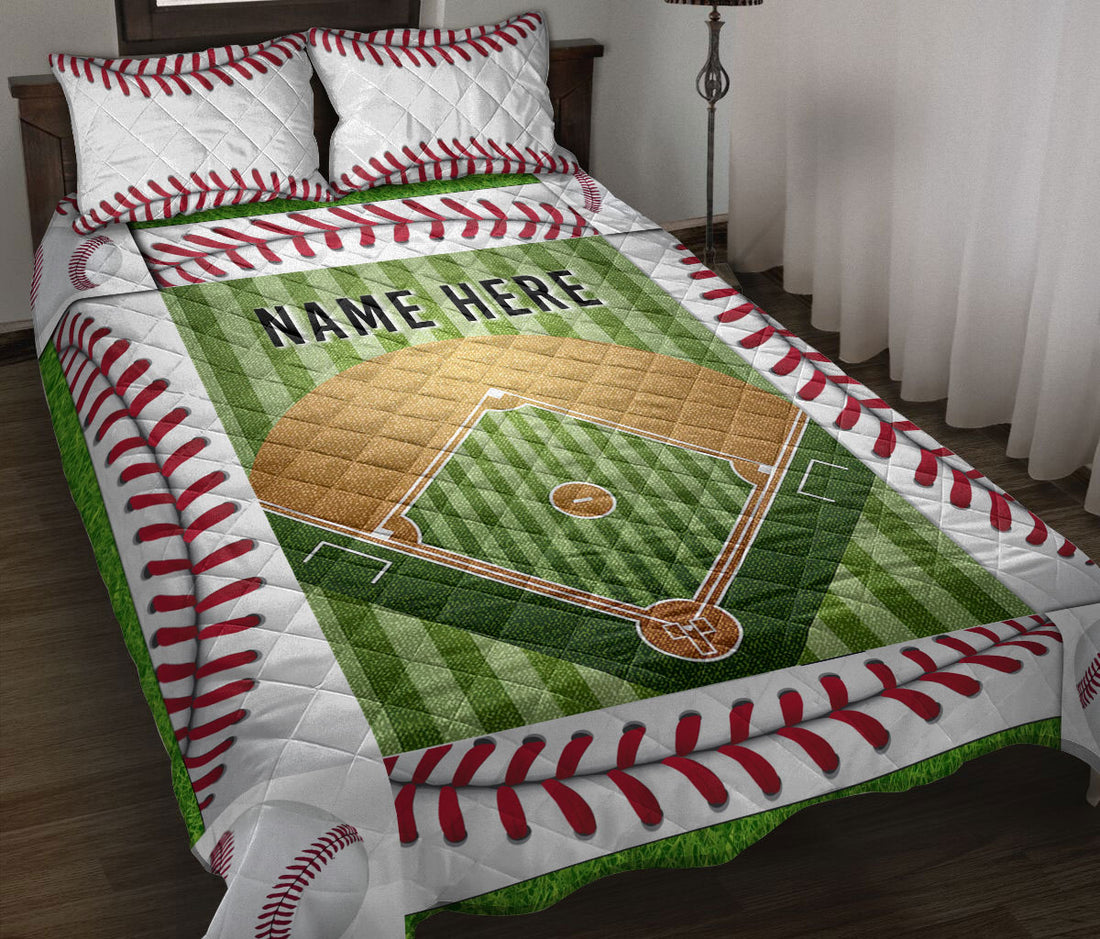 Ohaprints-Quilt-Bed-Set-Pillowcase-Baseball-Field-Ball-Pattern-Gift-For-Sport-Lover-Custom-Personalized-Name-Blanket-Bedspread-Bedding-3206-Throw (55'' x 60'')