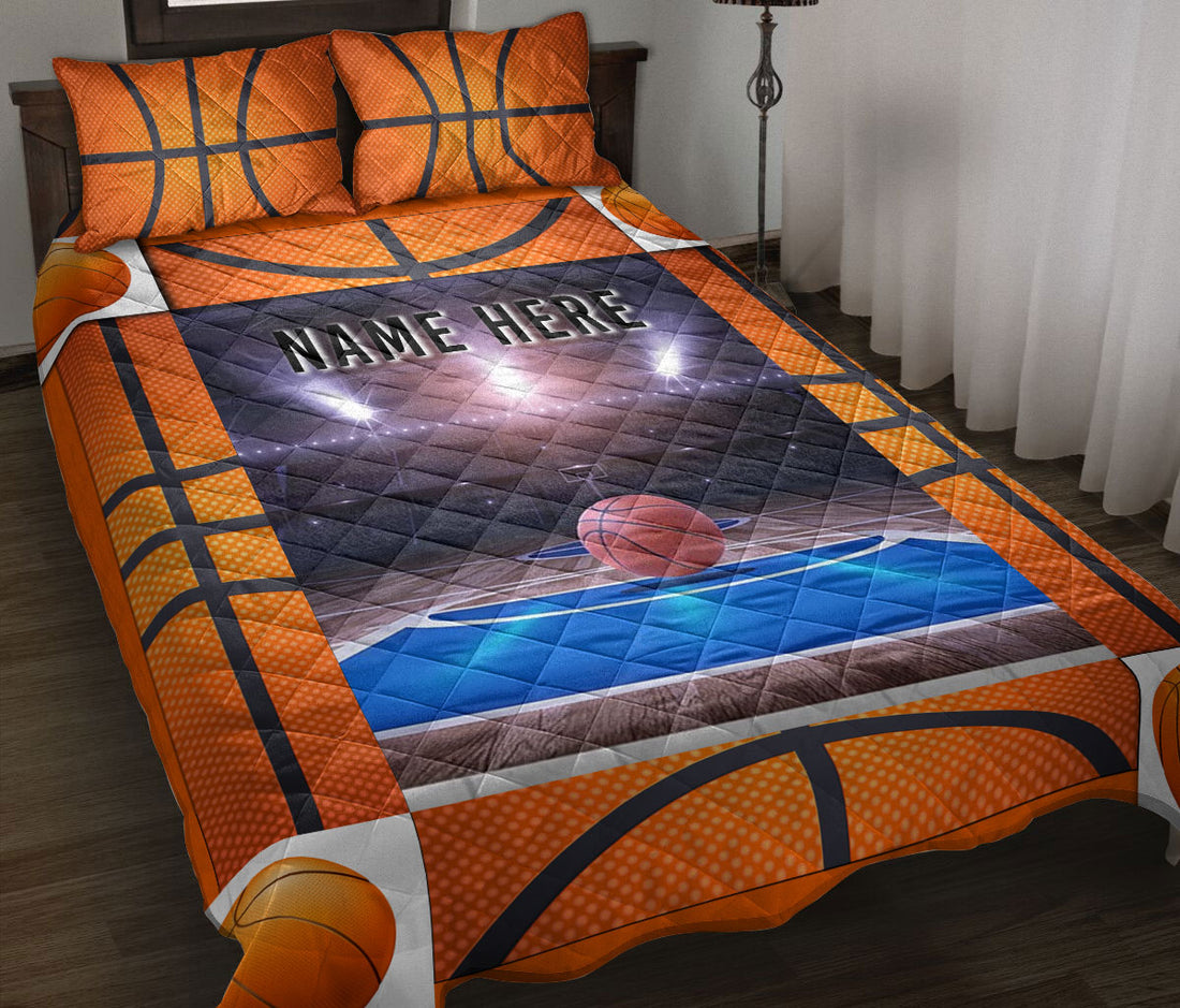 Ohaprints-Quilt-Bed-Set-Pillowcase-Basketball-Court-Ball-Gift-For-Sport-Lover-Custom-Personalized-Name-Blanket-Bedspread-Bedding-3404-Throw (55'' x 60'')