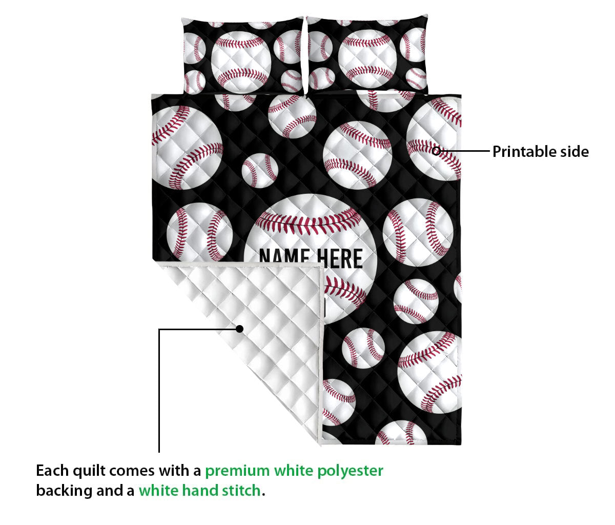 Ohaprints-Quilt-Bed-Set-Pillowcase-Baseball-White-Ball-Pattern-Sport-Lover-Gift-Custom-Personalized-Name-Blanket-Bedspread-Bedding-3207-Queen (80'' x 90'')