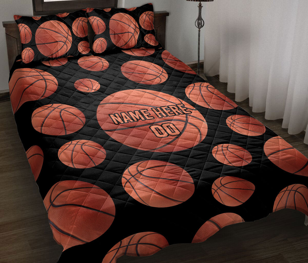 Ohaprints-Quilt-Bed-Set-Pillowcase-Basketball-Yellow-Pattern-Sport-Lover-Gift-Custom-Personalized-Name-Blanket-Bedspread-Bedding-3405-Throw (55'' x 60'')