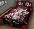 Ohaprints-Quilt-Bed-Set-Pillowcase-Drum-Red-Black-Gift-For-Drum-Lover-Drum-Player-Custom-Personalized-Name-Blanket-Bedspread-Bedding-1344-King (90'' x 100'')