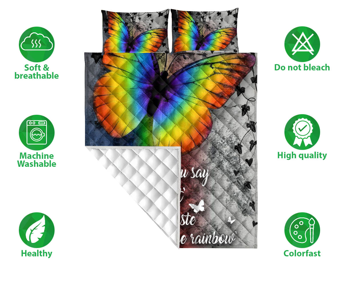 Ohaprints-Quilt-Bed-Set-Pillowcase-Lgbt-Lgbtq-Pride-Taste-The-Rainbow-Flag-Love-Is-Love-Love-Wins-Pride-Month-Blanket-Bedspread-Bedding-2644-Double (70'' x 80'')