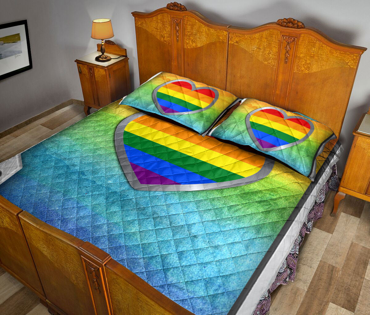 Ohaprints-Quilt-Bed-Set-Pillowcase-Lgbtq-Lgbt-Pride-Rainbow-Love-Is-Love-Love-Wins-Heart-Gift-For-Pride-Month-Blanket-Bedspread-Bedding-294-Queen (80'' x 90'')