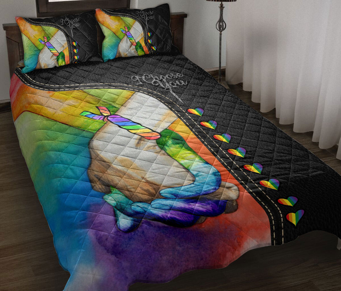 Ohaprints-Quilt-Bed-Set-Pillowcase-Lgbtq-Lgbt-Pride-Rainbow-Love-Is-Love-I-Choose-You-Custom-Personalized-Name-Blanket-Bedspread-Bedding-2051-Throw (55'' x 60'')