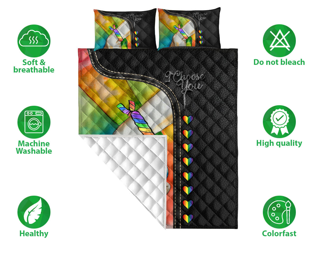 Ohaprints-Quilt-Bed-Set-Pillowcase-Lgbtq-Lgbt-Pride-Rainbow-Love-Is-Love-I-Choose-You-Custom-Personalized-Name-Blanket-Bedspread-Bedding-2051-Double (70'' x 80'')