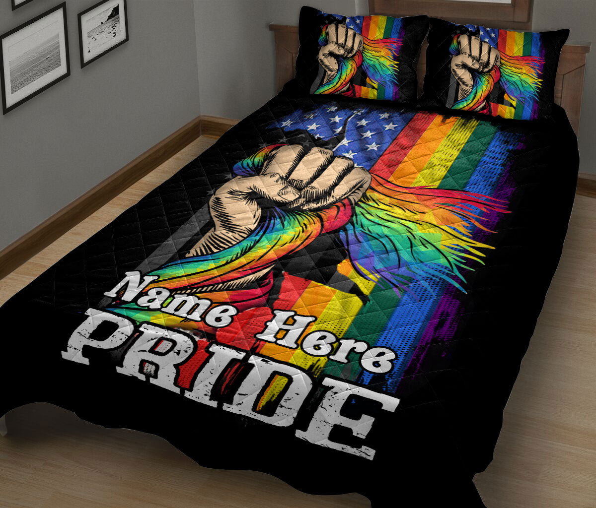 Ohaprints-Quilt-Bed-Set-Pillowcase-Lgbtq-Lgbt-Pride-Rainbow-Rose-Love-Wins-Love-Is-Love-Custom-Personalized-Name-Blanket-Bedspread-Bedding-886-King (90'' x 100'')