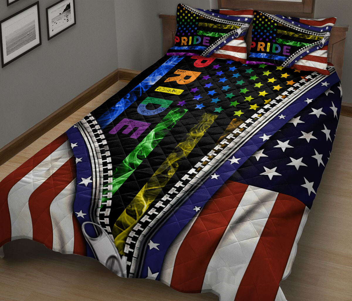 Ohaprints-Quilt-Bed-Set-Pillowcase-Lgbt-Lgbtq-Pride-Rainbow-Love-Wins-Love-Is-Love-Gift-For-Pride-Month-Blanket-Bedspread-Bedding-1466-King (90'' x 100'')