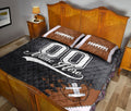 Ohaprints-Quilt-Bed-Set-Pillowcase-Football-Brown-Ball-Sport-Watercolor-Pattern-Custom-Personalized-Name-Number-Blanket-Bedspread-Bedding-503-Queen (80'' x 90'')
