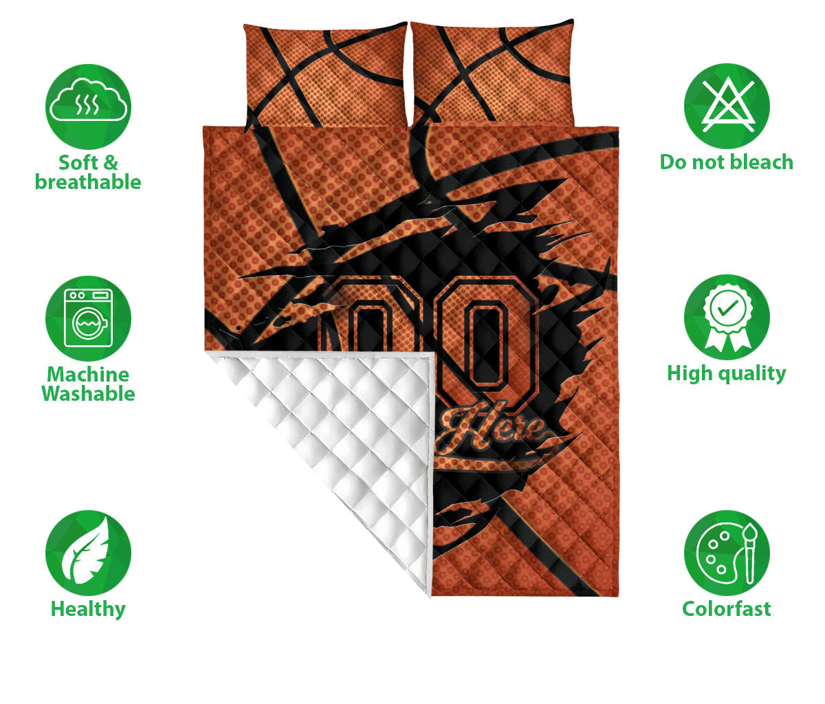 Ohaprints-Quilt-Bed-Set-Pillowcase-Basketball-Ball-Pattern-Gift-For-Sports-Lover-Custom-Personalized-Name-Number-Blanket-Bedspread-Bedding-2855-Double (70'' x 80'')