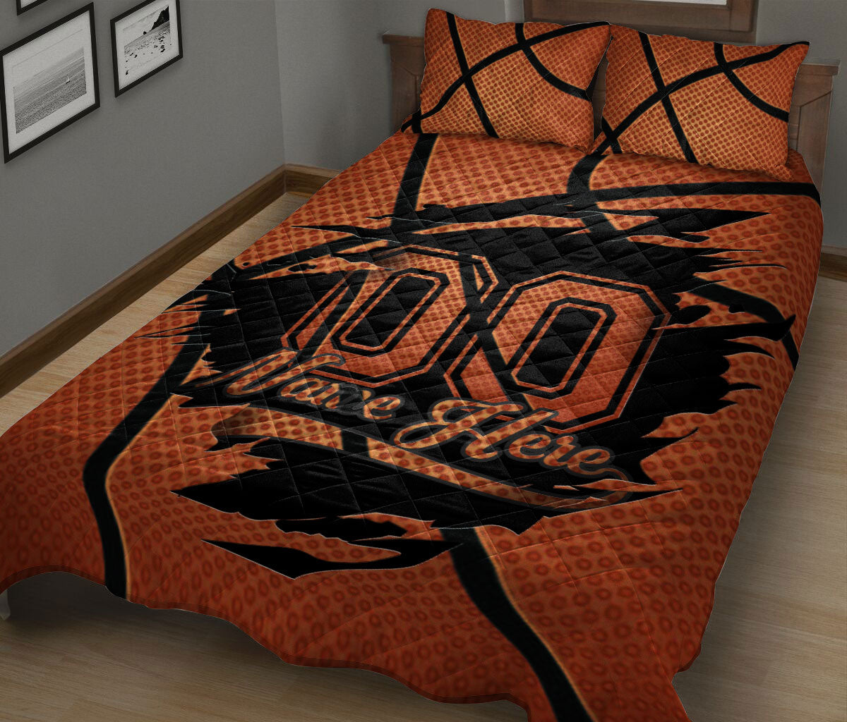 Ohaprints-Quilt-Bed-Set-Pillowcase-Basketball-Ball-Pattern-Gift-For-Sports-Lover-Custom-Personalized-Name-Number-Blanket-Bedspread-Bedding-2855-King (90'' x 100'')