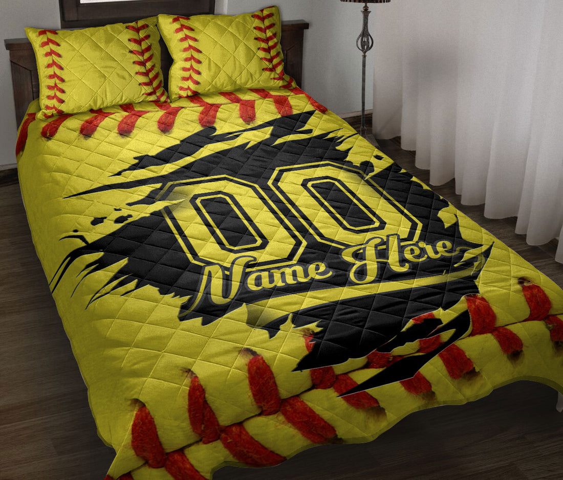 Ohaprints-Quilt-Bed-Set-Pillowcase-Softball-Ball-Pattern-Gift-For-Sports-Lover-Custom-Personalized-Name-Number-Blanket-Bedspread-Bedding-1093-Throw (55'' x 60'')