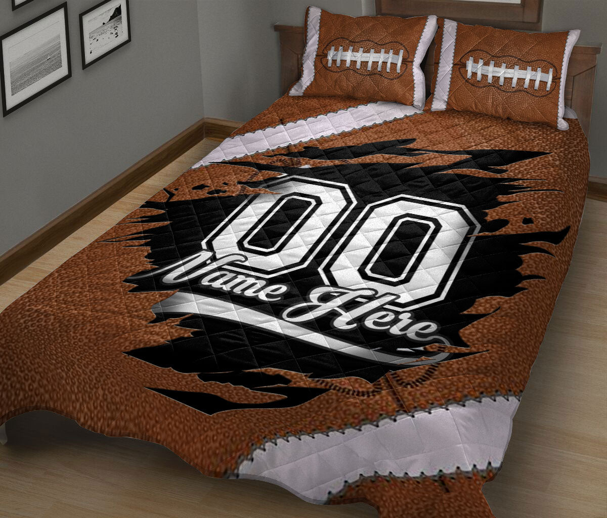Ohaprints-Quilt-Bed-Set-Pillowcase-Football-Ball-Pattern-Gift-For-Sports-Lover-Custom-Personalized-Name-Number-Blanket-Bedspread-Bedding-1676-King (90'' x 100'')