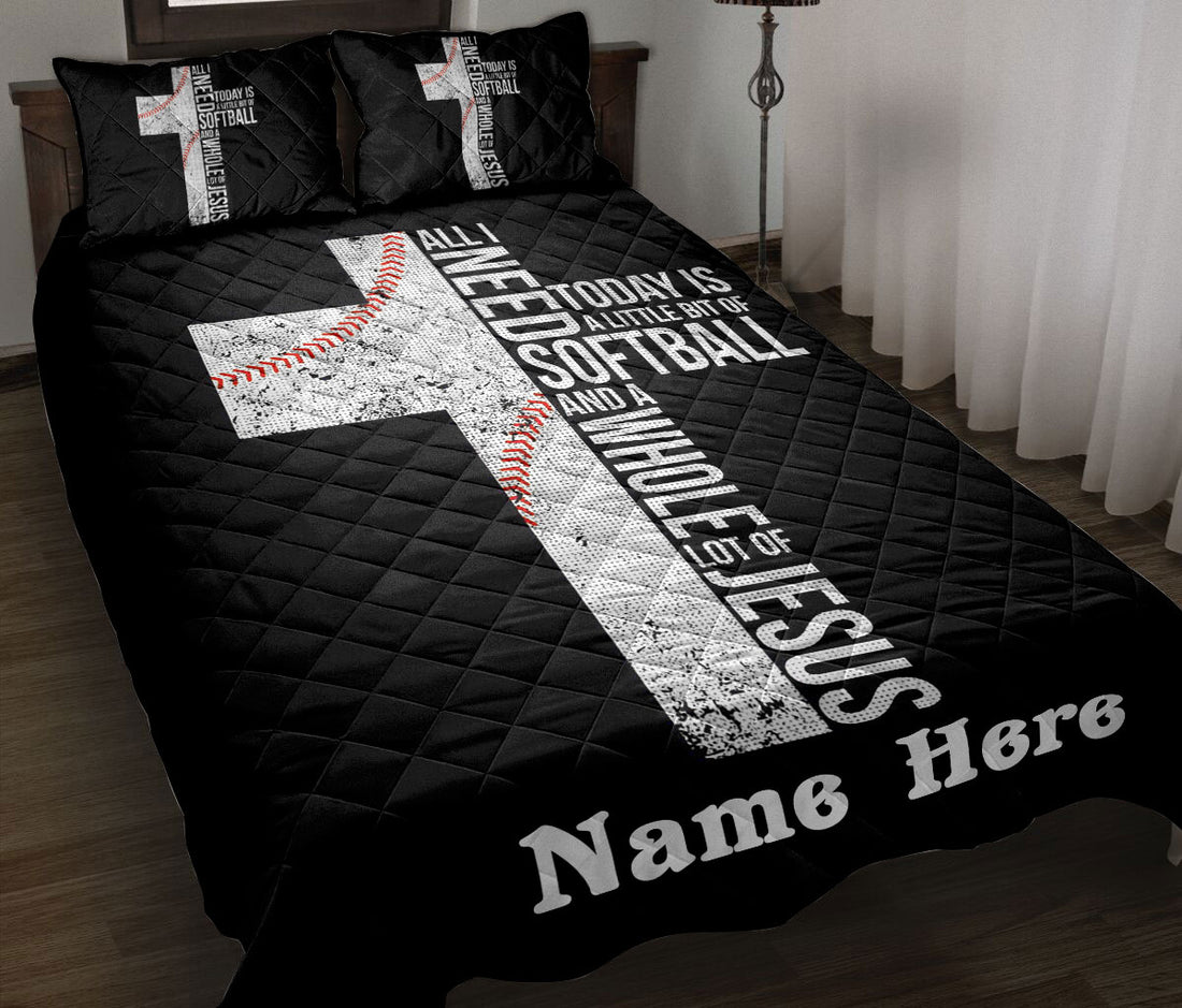 Ohaprints-Quilt-Bed-Set-Pillowcase-All-I-Need-Is-A-Little-Bit-Of-Baseball-And-Jesus-Custom-Personalized-Name-Blanket-Bedspread-Bedding-2264-Throw (55'' x 60'')