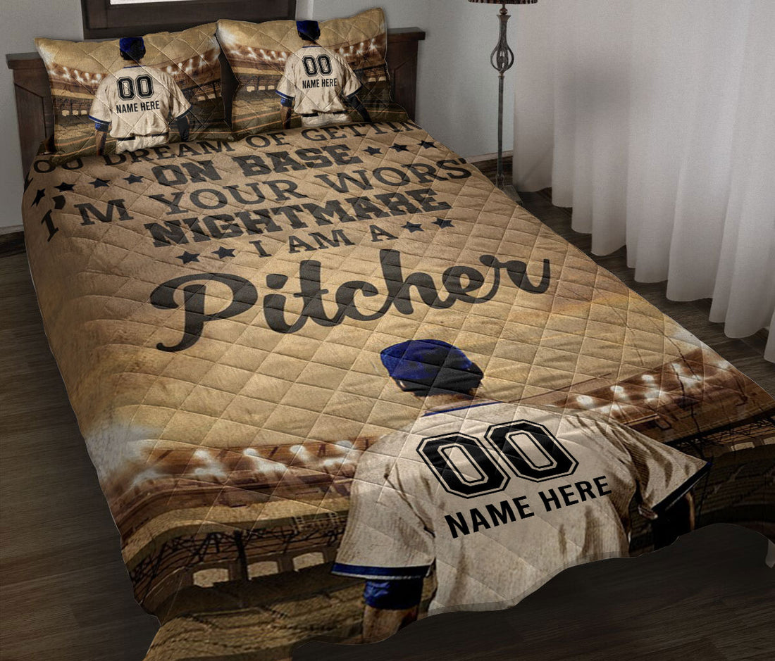 Ohaprints-Quilt-Bed-Set-Pillowcase-Baseball-I-Am-A-Pitcher-Sport-Lover-Gift-Custom-Personalized-Name-Number-Blanket-Bedspread-Bedding-2857-Throw (55'' x 60'')