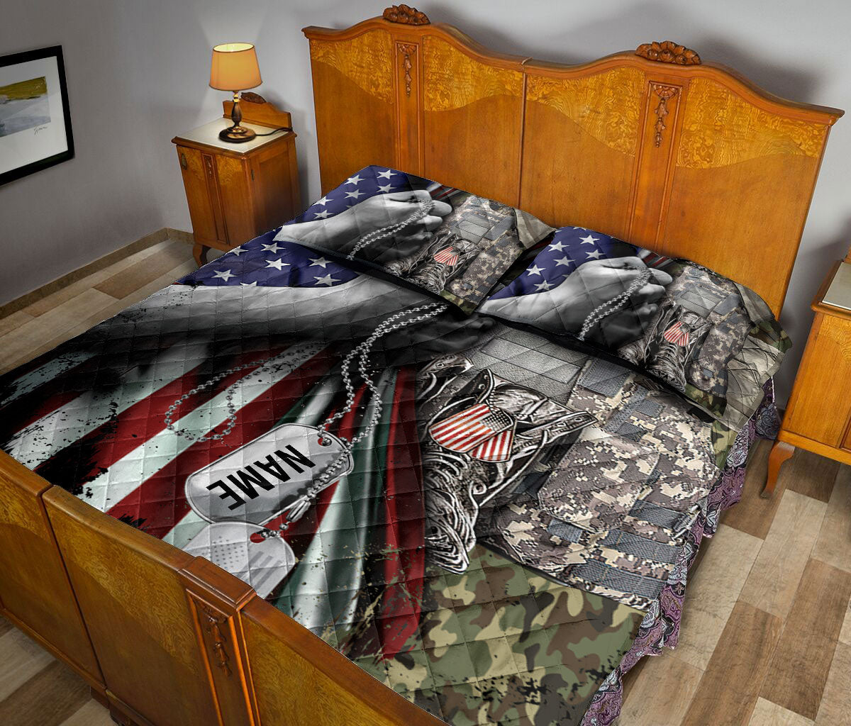 Ohaprints-Quilt-Bed-Set-Pillowcase-Veteran-Soldier-Backpack-Boost-Gift-Military-Army-Custom-Personalized-Name-Blanket-Bedspread-Bedding-506-Queen (80'' x 90'')