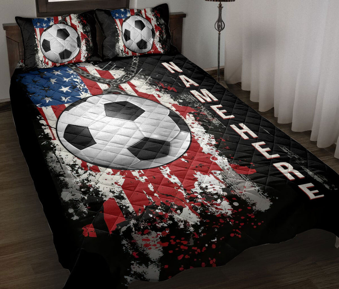 Ohaprints-Quilt-Bed-Set-Pillowcase-Soccer-Ball-American-Us-Flag-Gift-Sport-Custom-Personalized-Name-Blanket-Bedspread-Bedding-3385-Throw (55'' x 60'')