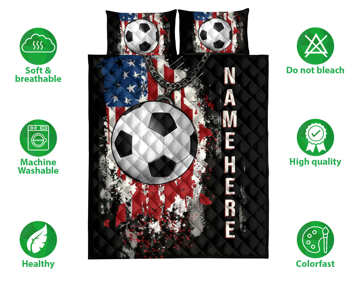 Ohaprints-Quilt-Bed-Set-Pillowcase-Soccer-Ball-American-Us-Flag-Gift-Sport-Custom-Personalized-Name-Blanket-Bedspread-Bedding-3385-Double (70'' x 80'')