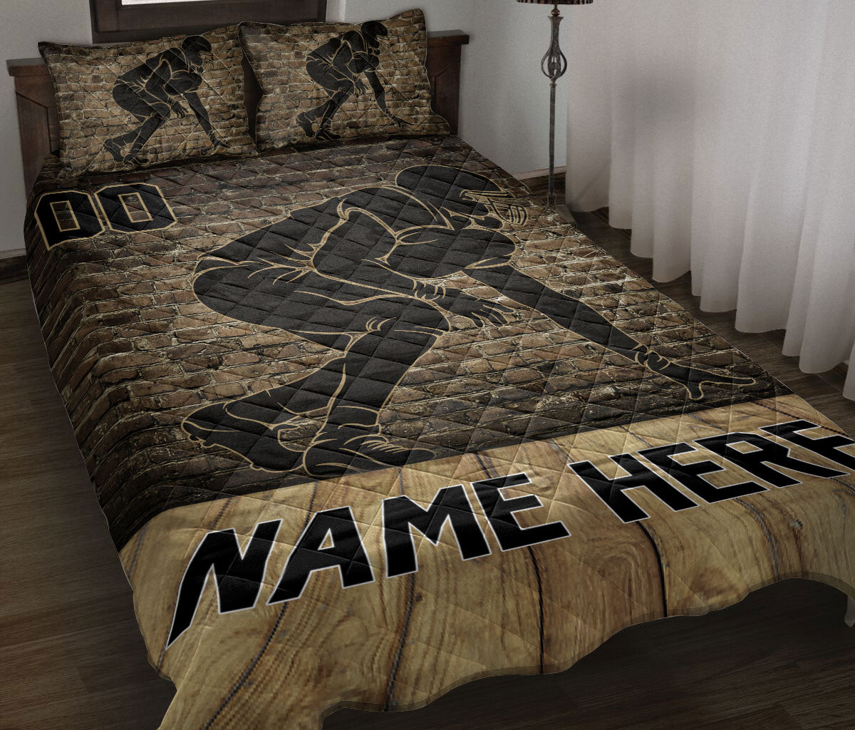 Ohaprints-Quilt-Bed-Set-Pillowcase-American-Football-Player-Run-Sport-Wall-Custom-Personalized-Name-Number-Blanket-Bedspread-Bedding-3153-Throw (55'' x 60'')