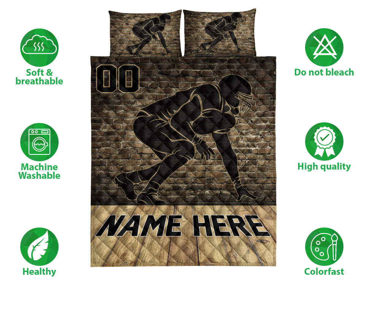 Ohaprints-Quilt-Bed-Set-Pillowcase-American-Football-Player-Run-Sport-Wall-Custom-Personalized-Name-Number-Blanket-Bedspread-Bedding-3153-Double (70'' x 80'')