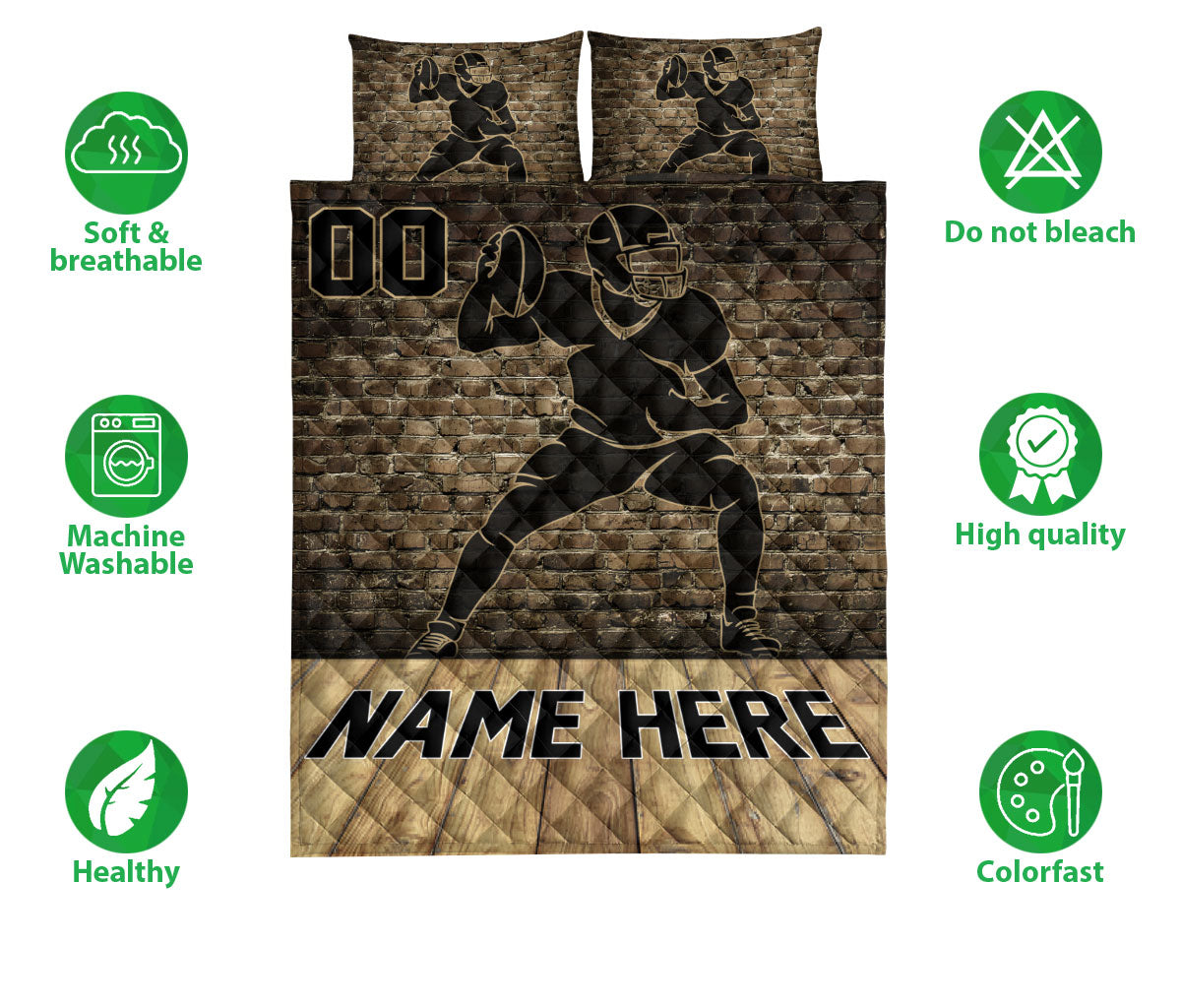 Ohaprints-Quilt-Bed-Set-Pillowcase-American-Football-Player-Throw-Ball-Sport-Wall-Custom-Personalized-Name-Number-Blanket-Bedspread-Bedding-3154-Double (70'' x 80'')