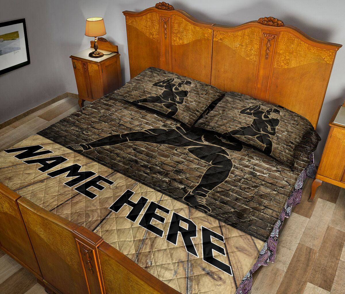 Ohaprints-Quilt-Bed-Set-Pillowcase-American-Football-Player-Throw-Ball-Sport-Wall-Custom-Personalized-Name-Number-Blanket-Bedspread-Bedding-3154-King (90'' x 100'')