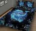 Ohaprints-Quilt-Bed-Set-Pillowcase-Dolphin-Blue-Floral-Pattern-Sea-Ocean-Animal-Lover-Unique-Gift-Blanket-Bedspread-Bedding-1209-King (90'' x 100'')