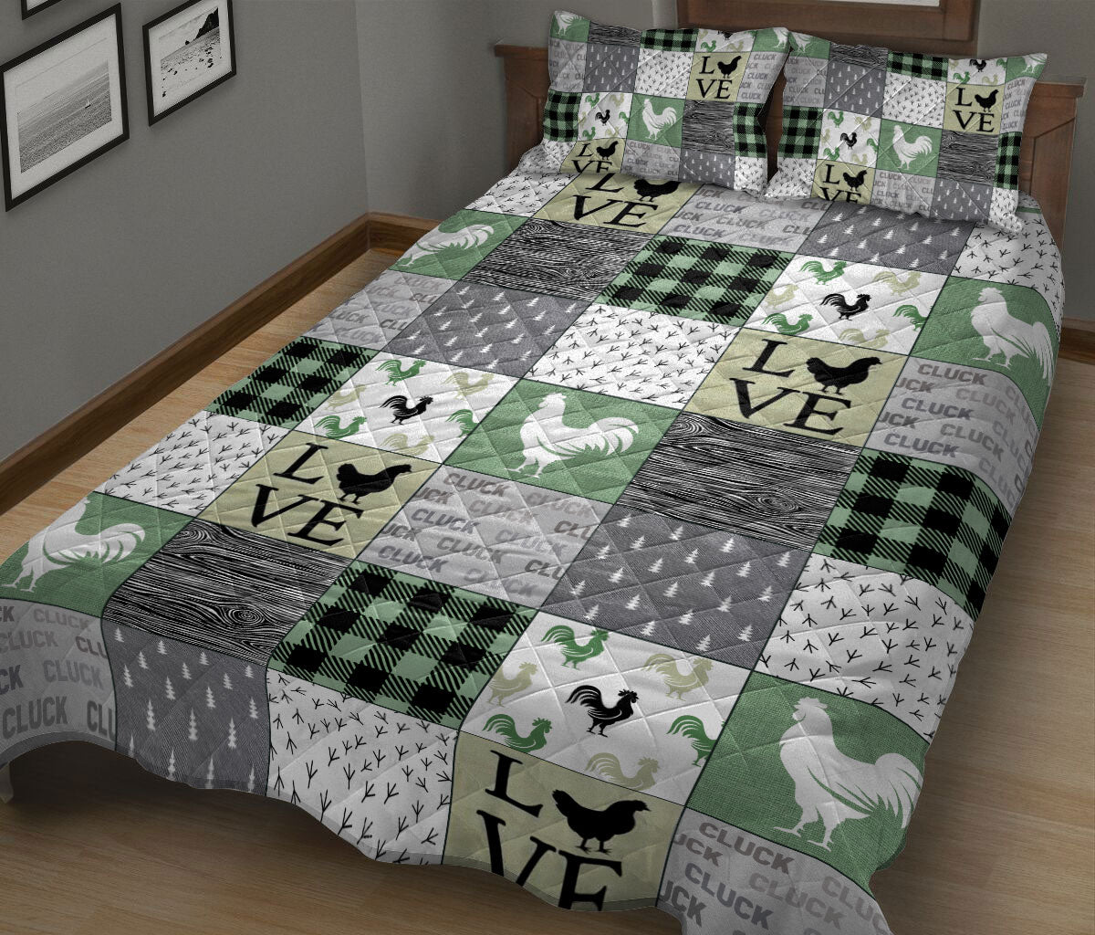 Ohaprints-Quilt-Bed-Set-Pillowcase-Love-Chickens-Patchwork-Pattern-Farm-Animal-Lover-Unique-Gift-Blanket-Bedspread-Bedding-2248-King (90'' x 100'')