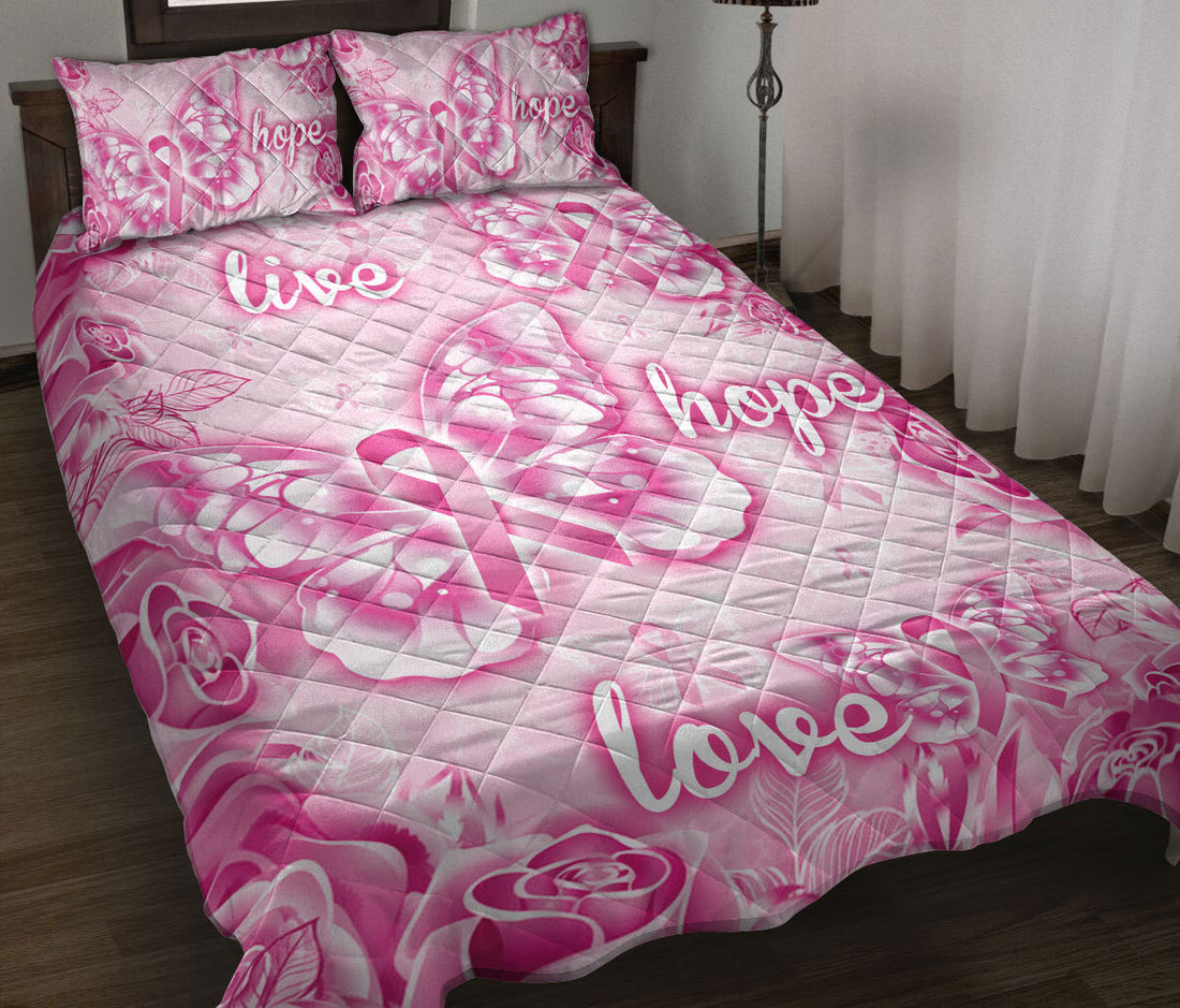 Ohaprints-Quilt-Bed-Set-Pillowcase-Breast-Cancer-Awareness-Hope-Pink-Butterfly-Get-Well-Soon-Gifts-Blanket-Bedspread-Bedding-1265-Throw (55'' x 60'')
