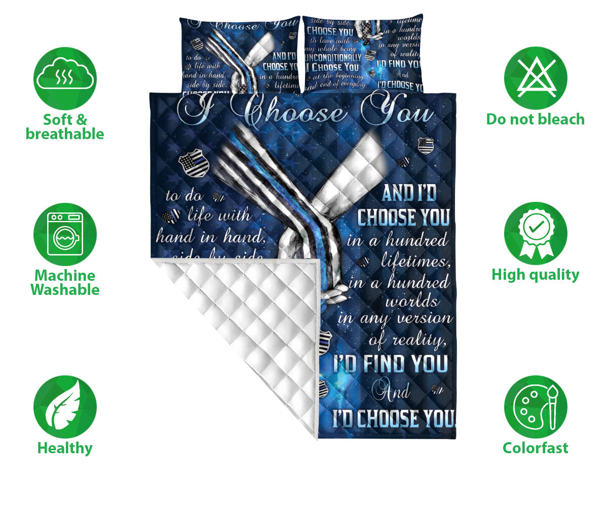 Ohaprints-Quilt-Bed-Set-Pillowcase-Police-I-Choose-You-Husband-&-Wife-Couple-Unique-Gift-Blanket-Bedspread-Bedding-2474-Double (70'' x 80'')