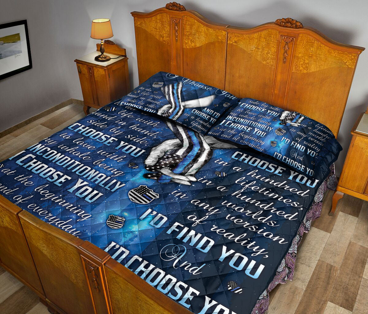 Ohaprints-Quilt-Bed-Set-Pillowcase-Police-I-Choose-You-Husband-&-Wife-Couple-Unique-Gift-Blanket-Bedspread-Bedding-2474-Queen (80'' x 90'')