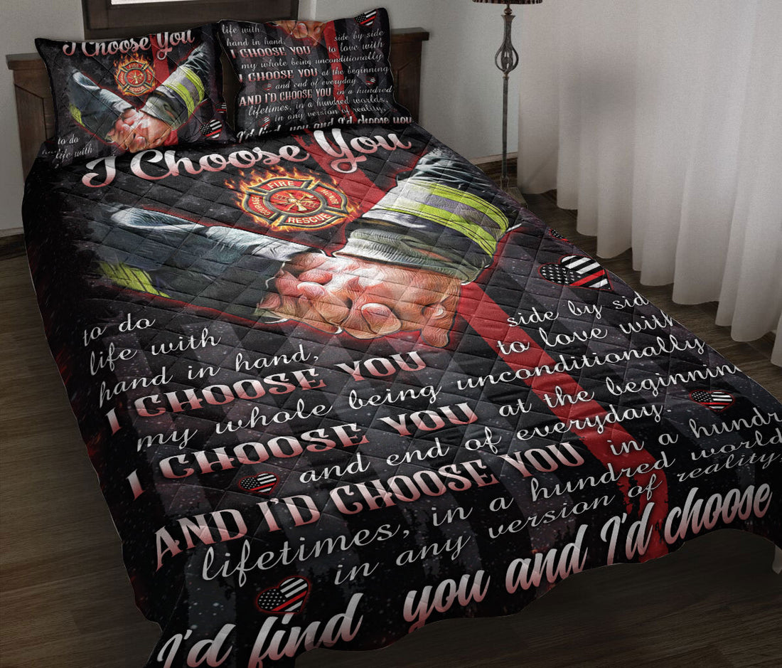 Ohaprints-Quilt-Bed-Set-Pillowcase-Firefighter-I-Choose-You-Husband-&-Wife-Couple-Unique-Gift-Blanket-Bedspread-Bedding-1218-Throw (55'' x 60'')