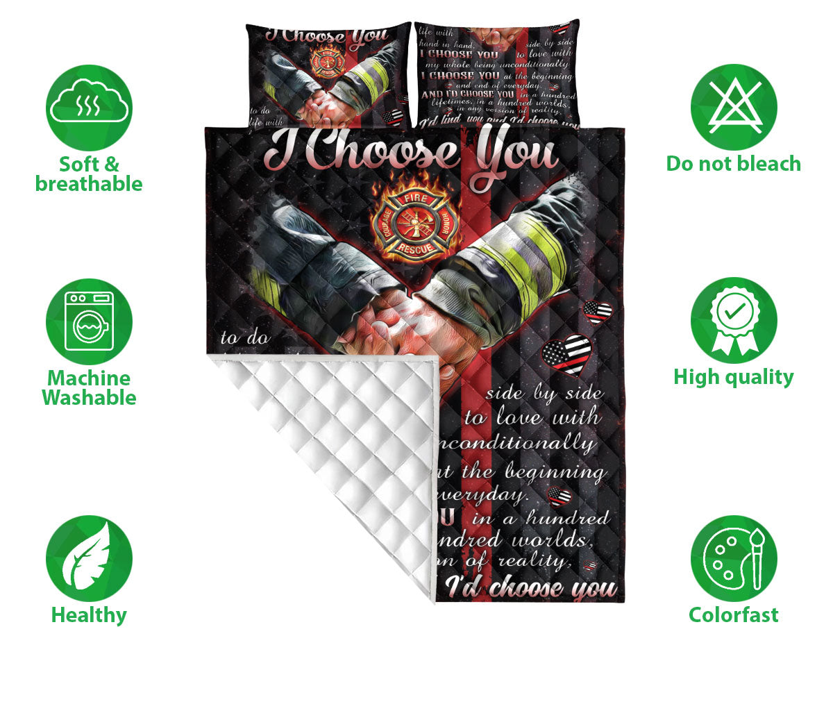 Ohaprints-Quilt-Bed-Set-Pillowcase-Firefighter-I-Choose-You-Husband-&-Wife-Couple-Unique-Gift-Blanket-Bedspread-Bedding-1218-Double (70'' x 80'')